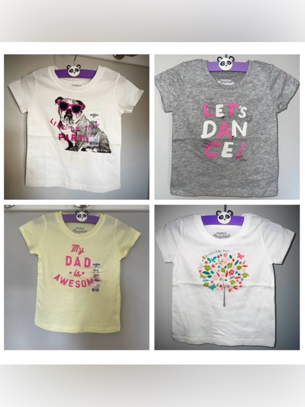 4 Oshkosh B’Gosh Originals Kids Graphic T-Shirt Set Dog Dance Dad Tree 18 Months